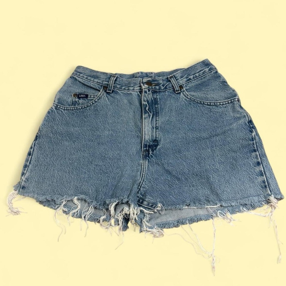 Lee Blue Jean Shorts with Frayed Hem